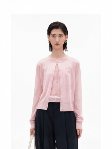 Classic Smiling Face Knit Sweater/Cadi for Women Thin Style Wool-Acetate