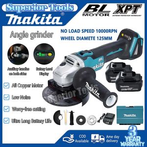 Makita 18V 125mm Brushless Cordless Angle Grinder 5" Cut-Off Variable Speed Machine Metal Woodworking Saw Wood Cutting Polisher Grinders With 2 Battery