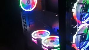 12V พัดลมระบายความร้อน พัดลมคอม RGB 12cm Dual Ring พัดลมเคส พัดลมคอมพิวเตอร์ แสงสะท้อนสีสันสดใส