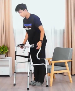Foldable Walker with Seat Height Adjustable Rollator Walking Aid Mobility Assist Chair for Elderly & Disabled