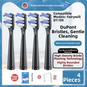 Fairywill Electric Toothbrush Heads Soft Bristle Universal Replacement for D7/D8/P80 Sonic Wave Deep Cleaning Adult Grade