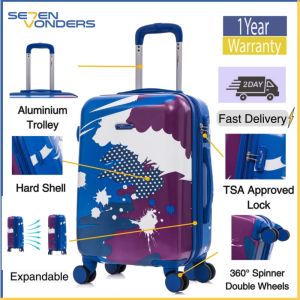 (SG SHOP) TM20P SE7EN VONDERS ABS POLYCARBONATE PRINTED LUGGAGE EXPANDER TSA CABIN AND TRAVEL BAG CHECK-IN 20”/24”/28”