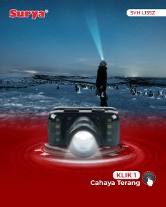Surya Senter Kepala Zoom Cahaya Maksimal SYH L 155Z 15 Watt Rechargeable USB C 100 Meter