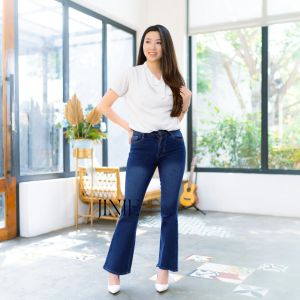 Celana Cutbray Jeans Wanita Jumbo Cutbray wanita Jeans Zipper Bige Size