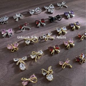 4PCS Kaniu Handmade Nail Art Studs Gold Silver Butterfly Red Clear Crystal Rhinestones For Women Girls Manicure