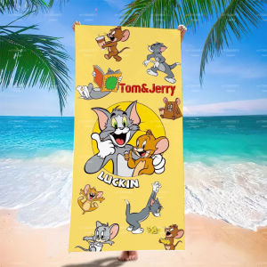 52TOYS | Classic Tom & Jerry Sand-Free Beach Towel Cute Multi Scene Absorbent Summer Travel Bath Towel