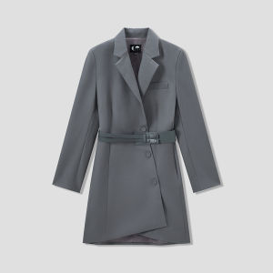 Summer Asymmetric Grey Suit Dress