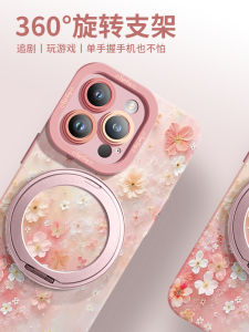 Fashionable Liquid Silicone MagSafe Phone Case for 17Promax Artistic Oil Painting Design Womens Style Protective Shell