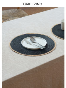 Handwoven Grass Rope Dining Mat Oakliving Living Room Dining Table Pad Heat Resistant Plate Mat round Shape Wooden Material