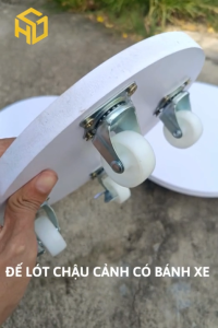 Đế Di Chuyển Chậu Cây Bằng Nhựa Composite Có Bánh Xe Nhựa Trắng Chịu Tải 150kg