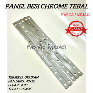 BREKET PLAT BESI / PLAT BESI BOLONG TEBAL 40CM WARNA CHROME UNIVERSAL MOTOR HARGA 1 PCS - TPV