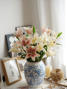 ดอกบัวเทียมหรูหราสำหรับตกแต่งบ้าน สไตล์ชนบท ดอกไม้ผ้าซาติน ดอกบัว ดอกไม้เทียมสำหรับจัดวางดอกไม้ในห้องนั่งเล่น