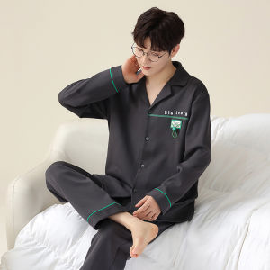 MiiOW | ชุดนอนผู้ชายแขนยาวผ้าฝ้ายแท้ฤดูใบไม้ผลิและฤดูใบไม้ร่วง ชุดอยู่บ้านแบบใหม่ 2025 ที่สวมใส่สบาย ระบายอากาศได้ดี ชุดนอนผู้ชาย