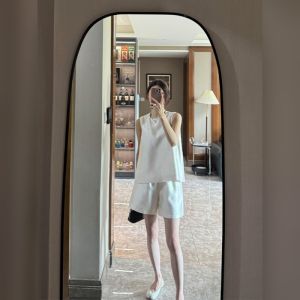 YUFUQING | White Summer Fashionable Loose Fit Slimming Sleeveless Top High Waist Wide Leg Pants Two Piece Set Korean Style Versatile