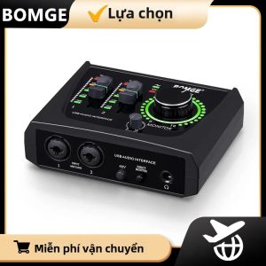 BOMGE Mini 2 Kênh USB Giao Diện Âm Thanh Card Âm Thanh Với XLR/48V Phantom Power Dành Cho Nhà Guitar-Ghi Âm Trực Tuyến Podcasting