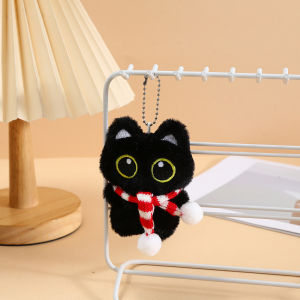Móc Khóa Thú Bông Mèo Đen Dễ Thương Mặt Dây Chuyền Trang Trí Túi Xách Quà Tặng Kawaii Dành Cho Nữ Cặp Đôi Phụ Kiện Móc Khóa Xe Hơi Bằng Thép Không Gỉ