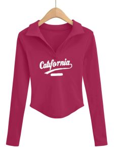 LINGLONGDAI | Áo thun tay dài cổ polo cotton lót lông cừu ôm vừa vặn thời trang thu đông mới 2023 dành cho nữ