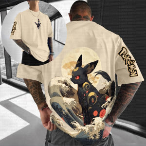 Bandai | Summer 2026 Pokemon Cotton T Shirt Eevee Back Print Black Body Red Eyes Golden Patterns and Wave Design Loose Fit Men Women