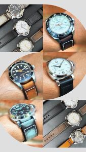 สายนาฬิกา สายหนังวัวแท้ overwrist Crazy Horse Grey Handmade Leather Strap