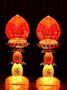 Long Burning Wealth God Lamp Moving Ceremony Business Opening Guan Gong Buddha Hall Offering Table Home Use Battery Plug in Candle