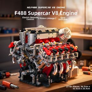 JINGGUAN | Electric V8 Engine Building Block Model Tech Mechanical Set