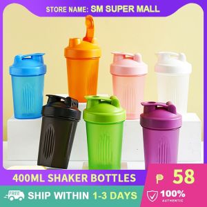 【Colorful】400ML Shaker Bottles Whey Protein Powder Mixing Bottle Fitness Gym Shaker Mug Outdoor Portable Plastic Drink Cups