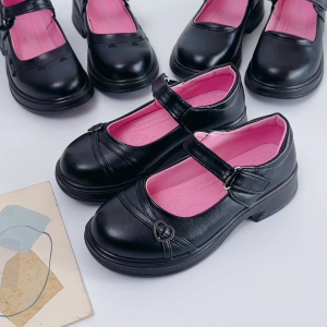 LUCKIDS Leather Black Shoes For Girls  3cm Heels School Formal  Shoes for kids size 25-36