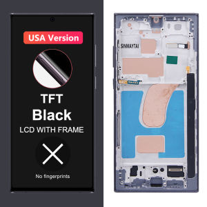 AMOLED With Frame S23 Ultra For Samsung S918B S918U S918W LCD Display Digital Touch Screen For S23U Screen Replacement Parts