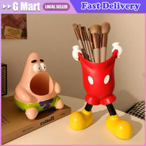Cartoon Pen Container Mickey Mouse Pink Hand Model Makeup Brush Holder Pencil Stationery Desktop Decoration Student Kids Gifts Creative Mickey Pen Holder Resin Ornament Makeup Pen Household Storage Holder Cartoon Ornament Stationery Pen Holder Decoration