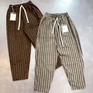 Quần Baggy Dạ Kẻ Sọc Cạp Chun Co Giãn Thoải Mái