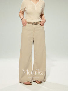 MONIKADM | Quần Jeans Culottes Ôm eo Cao Màu Khaki Kích cỡ Lớn