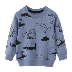 Jumping Meters | Jumping Meters Boys Long Sleeve Sweatshirt Cartoon Aircraft & Cars Print Autumn Spring Childrens Clothing New Arrival