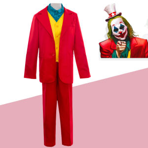 Costume de Cosplay du Film Joker Joaquin Phoenix Arthur Fleck Clown Rouge Trempé Perruque Verte Ensemble Uniforme Personnal