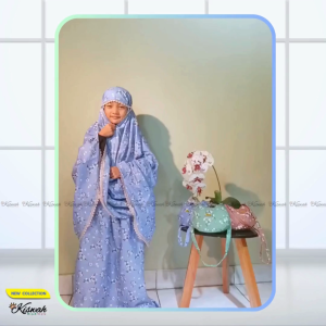 Kiswah - Mukena Anak Renda dan Motif 2in1 Umur 5 - 10 Tahun Mukena Travel Katun Motif Bunga Anak