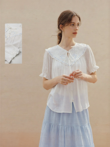 INMAN | Sweet Wood Ear and Embroidery Summer Blouse