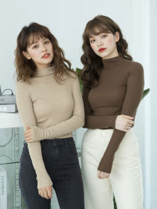 Sisters High Neck Long Sleeve Thermal T-Shirt Basic Match All Seasons Black Tech Knitwear for Women Simple Style Essential
