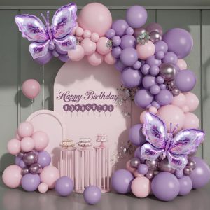 126PCS Purple Butterfly Themed Balloon Party Garland Arch Kit Wedding Bridal Shower Party Anniversary Live Birthday Party Decor