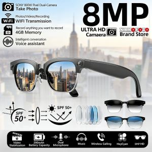 2026 New AI Translation Smart Glasses 4GB 8MP Camera 1080P Video Recording Photo Recognition BT Call Music Men Women Sunglasses