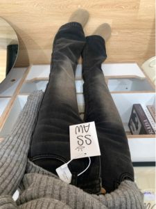 High Waist Slim Fit Jeans Womens Extended Length Micro Flared Elastic Bell Bottom Pants Grey Black Color Distressed Zipper