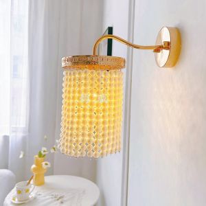 Modern Luxury French Cream Style Pearl Wall Lamp Bedroom Corridor Entrance Creative Lighting Fixtures Iron Body LED Light Source