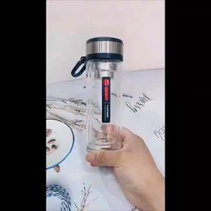 Double Layer Glass Filter Tea Cup/ Transparent Water Cup/ 450ML Double-Layer Heat-Resistant Glass Cup