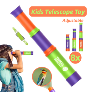 Kids Retractable Telescope Toys 8x Adjustable Focus 3D High Definition Monocular Telescope Toy Puzzle Education Toy Birthday Gift