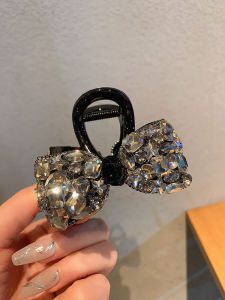 Elegant Simple Sweet Diamond Butterfly Knot Hair Clip Back of Head Shark Clip 2025 New Light Luxury Half Updo Hair Accessories