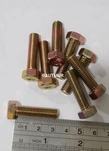 Baut Mur Kuning - Baut 12/8mm x 3cm (Paket 50pcs)