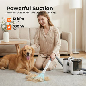 Teeker Pet Dog Grooming Kit Pet Grooming Vacuum with Pet Clipper Nail Grinder Dog Hair Vacuum with 6 Pet Grooming Tools for Dogs Cats Shedding Grooming