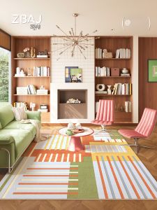 ZHIBAIJIA | Dopamine Colorful Stripe Washable Carpet
