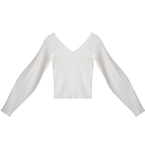 SOLWEIGE | Romantic V-Neck Waist-Cinching Short Knit Sweater