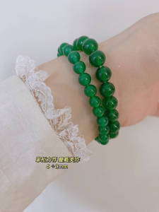 Natural High Ice Agate Bracelet Womens Style Vintage Chinese New Fashion Spinach Green Yang Green Fairy Agate String