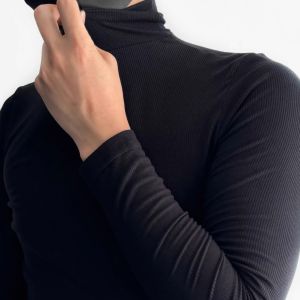 Áo Thun Nam Dài Tay Màu Trơn Cổ Cao Ôm Vừa Vặn Mùa Đông Thường Ngày Bằng Cotton Pha Lanh Polyester Áo Sơ Mi Cơ Bản