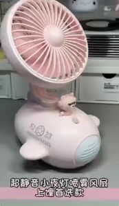 Desktop Fan small spray mini fan humidifier two-in-one office portable small fan USB charging silent rotation plus ice and water cooling super wind ice fog air conditioning fan
